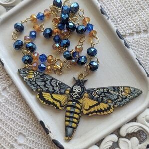 Death Moth Beaded Necklace